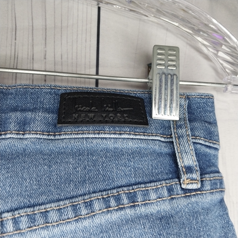 Nicole Miller Nomad Super High Rise Straight Blue Distressed Jeans - Picture 13 of 14